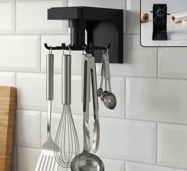 Rotating Adhesive Hanging Hook Rack for Kitchen Utensil