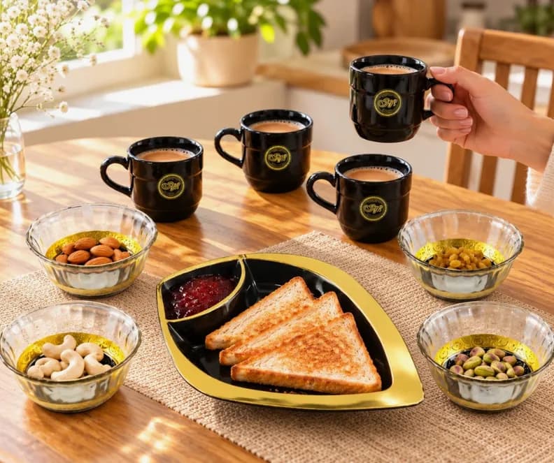 Ceramic Cup and Glass Bowl Set