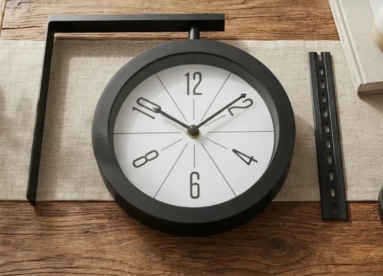2 in 1 Modern Round Double Sided Railway Station, Vintage station Wall Clock for Home Décor 2