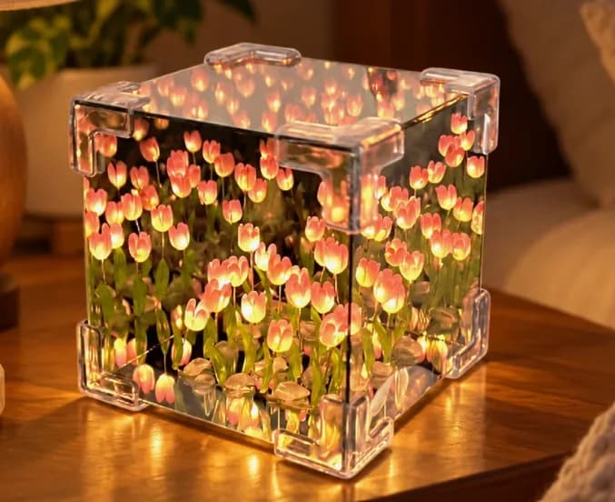 Tulip Flower LED Cube Night Lamp